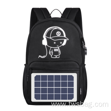 Water Resistant Luminous Logo Solar Charging Backpack